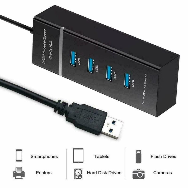 3-Port USB 3.0 Hub – High-Speed Splitter For Laptop & PC, Portable & Compact