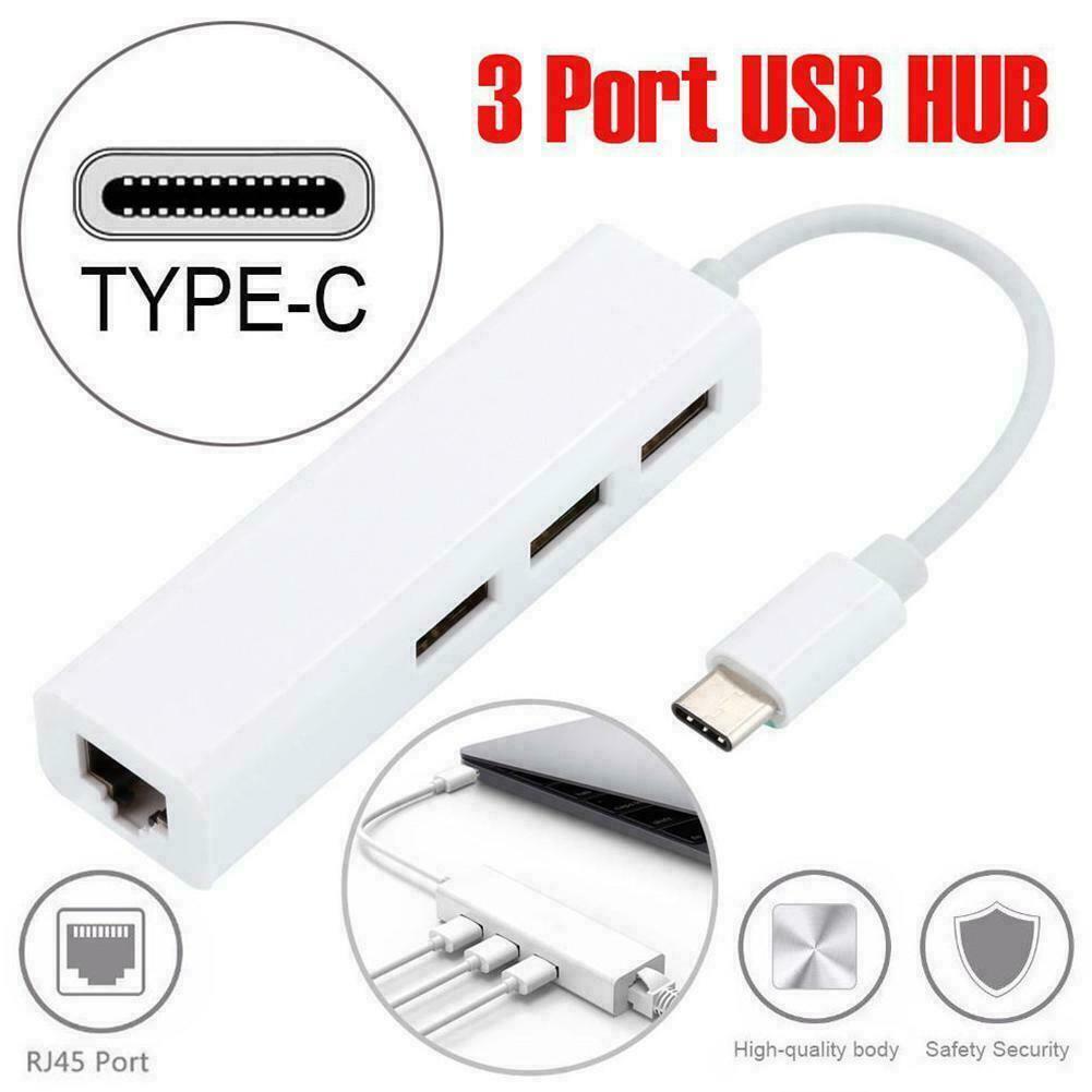3.1 Type-c USB C to RJ45 Network Card  USB 2.0 HUB 3 Port  Adapter For Work  Macbook Win PC - Image 3