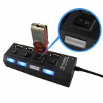 USB 4 port Hub 2.0 High Speed Data Transfer Fast With On/Off Button  For PC Computer