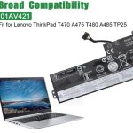 01AV421 New Laptop Notebook 3 Cell Battery For Lenovo  ThinkPad  T470 A475 T480 A485 TP25 Series P/N  SB10K97577