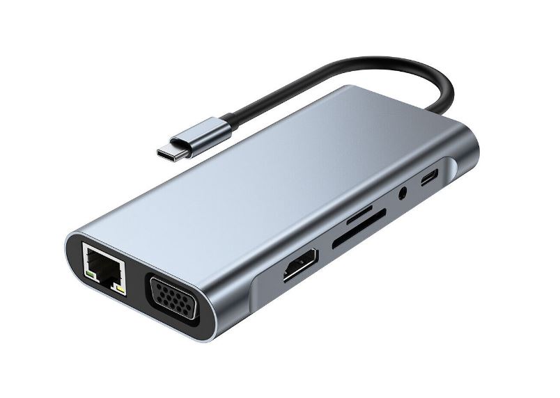 Multi Port Adapter 11 in Type C Hub to RJ45 VGA USB Port Hdmi  Port Or With PD Or SD Slot Supported For 4K Or NETFLIX 1080P 720P