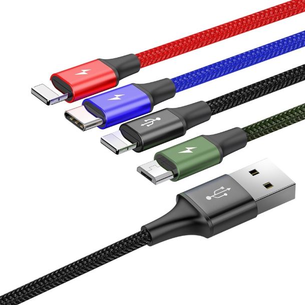 4-in-1 Multi USB Charging Cable Fast Charger Cord For IPhone, Type C, Micro USB – Universal