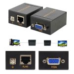 VGA Female To RJ45  CAT 5  CAT 6 Female Signal Extender Network Adapter  60M  Transmitter and Receiver Kit