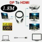 Male To Male Display Port To Hdmi Converter For Gold Plated Lead Adapter  Cable  USE for PC  HDTV Laptop Accessories
