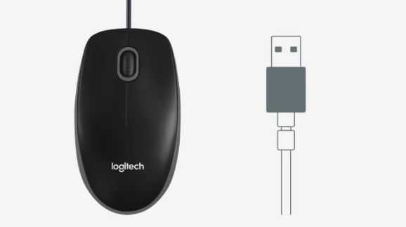 Wired USB connectivity Optical Mouse With Plug And Play Ergonomic Design Durable Build Model B100 Use for Laptop and PC - Image 4