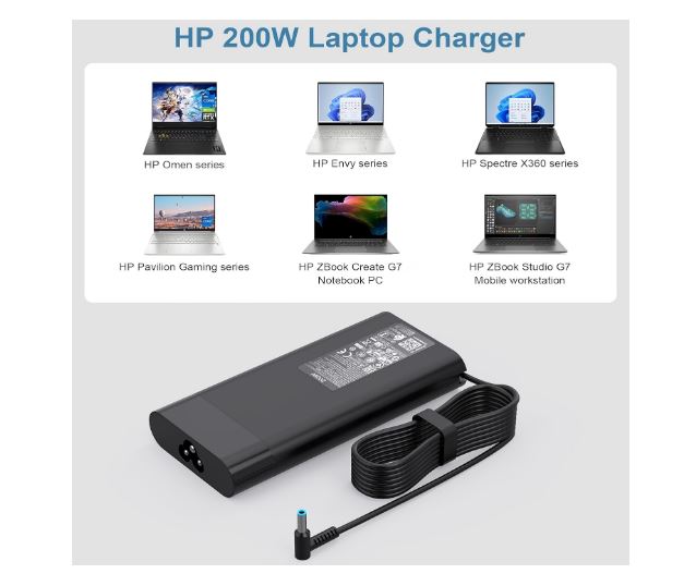 HP 200W Blue Pin Laptop Charger For HP OMEN 15 15t 17 17t Series - Image 3
