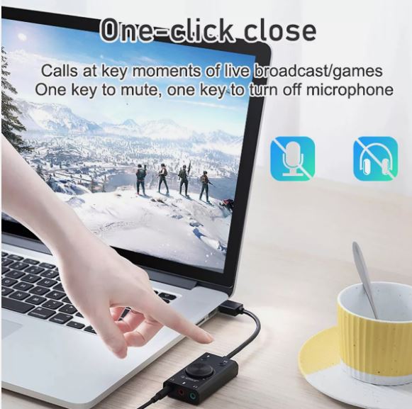 External USB 2.0 Sound Card Interface With Adjustable Volume Audio Adapter Cord & Mic Headphone 3.5mm For Compatible Windows, macOS, Linux, PS4, and other USB-supported devices - Image 5