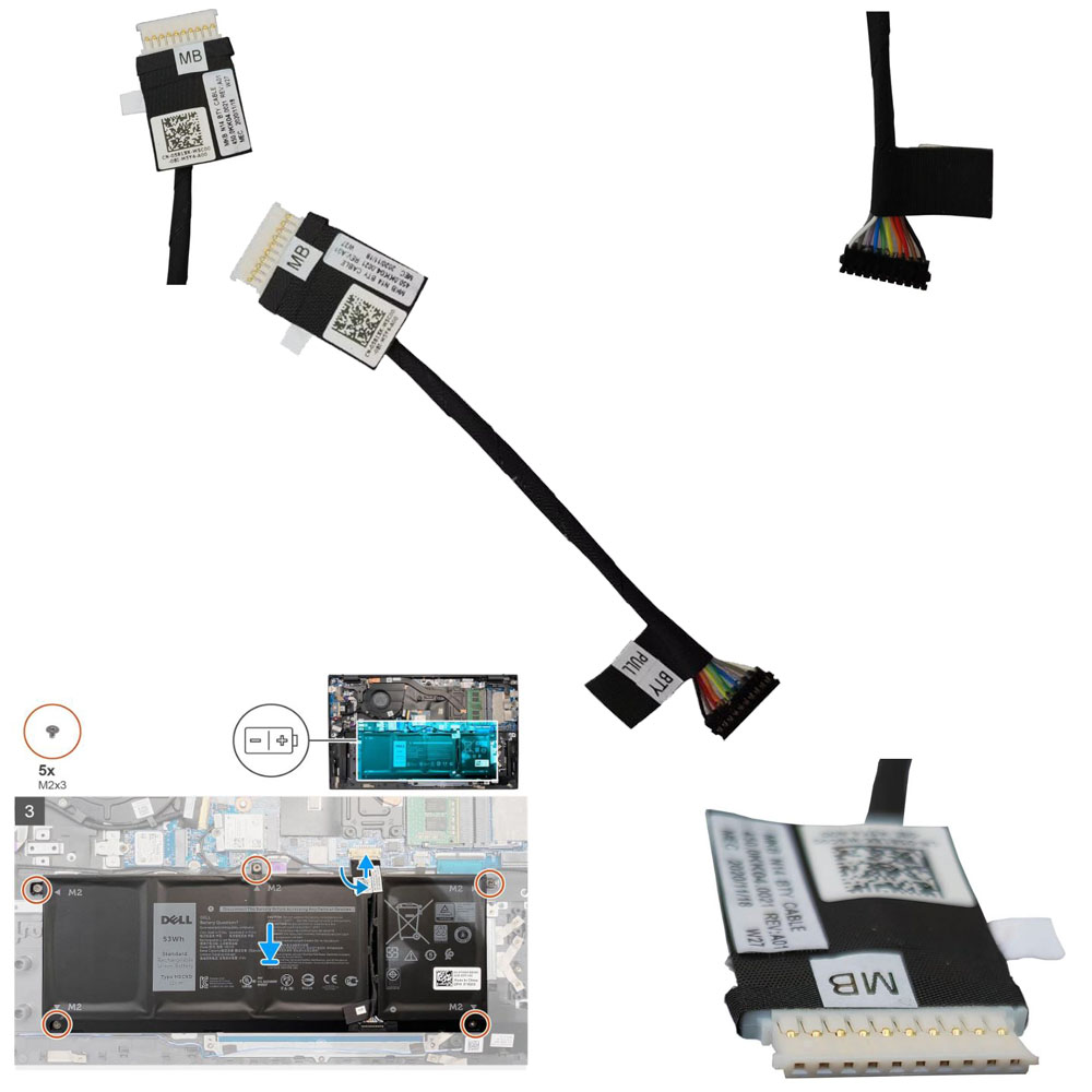 Laptop Wire Battery Cable Connector For Dell Inspiron 5502 5505 5400 5402 5406 5408 5409 Series P/N : 581XK 0581XK - Image 2