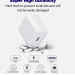 IPHONE PD  20W Fast Mobile WALL CHARGER With USA 2 Pin plug With USB-C  To  IPhone Cable Compatible For   11-Inch IPad Pro And 12.9-Inch IPad Pro (3rd Generation)
