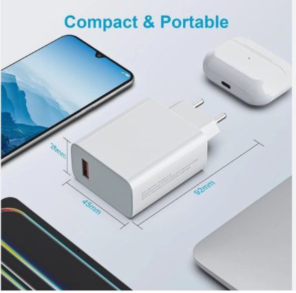 MI QC  33W Fast Mobile WALL CHARGER With EU plug With Charging Cable Compatible For  Mi 11X Pro, Mi 11X, Mi 11i, Mi 10S, Mi 10T Pro 5G, Mi 10T 5G  Poco X3 Pro, Poco F3, Poco X3 NFC, Poco X3, Poco X2