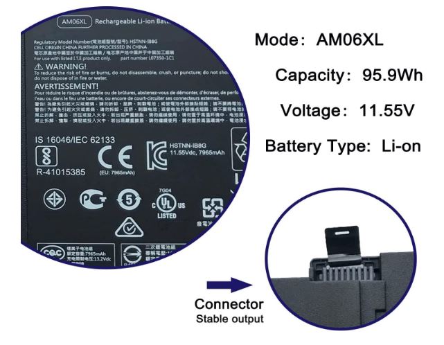 AM06XL Laptop Battery HP ZBook 17 G5 G6 Series P/N : HSTNN-IB8G L07350-1C1 L07044-855 HSN-Q12C - Image 4