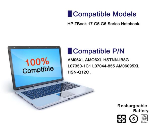 AM06XL Laptop Battery HP ZBook 17 G5 G6 Series P/N : HSTNN-IB8G L07350-1C1 L07044-855 HSN-Q12C - Image 2