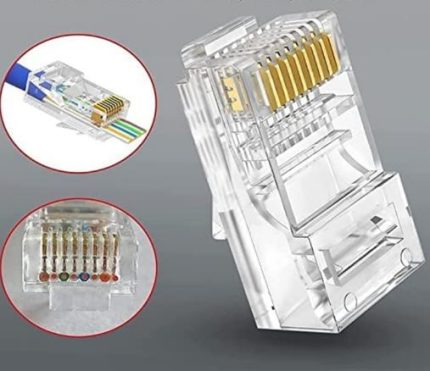 RJ45 Ethernet  LAN  Network  Cat6  FTP/STP Connector  modular Plug  For Use  Devices Router   PC Modem  IP camera CCTV  Server  Network printer (Pack OF 100 Pcs)
