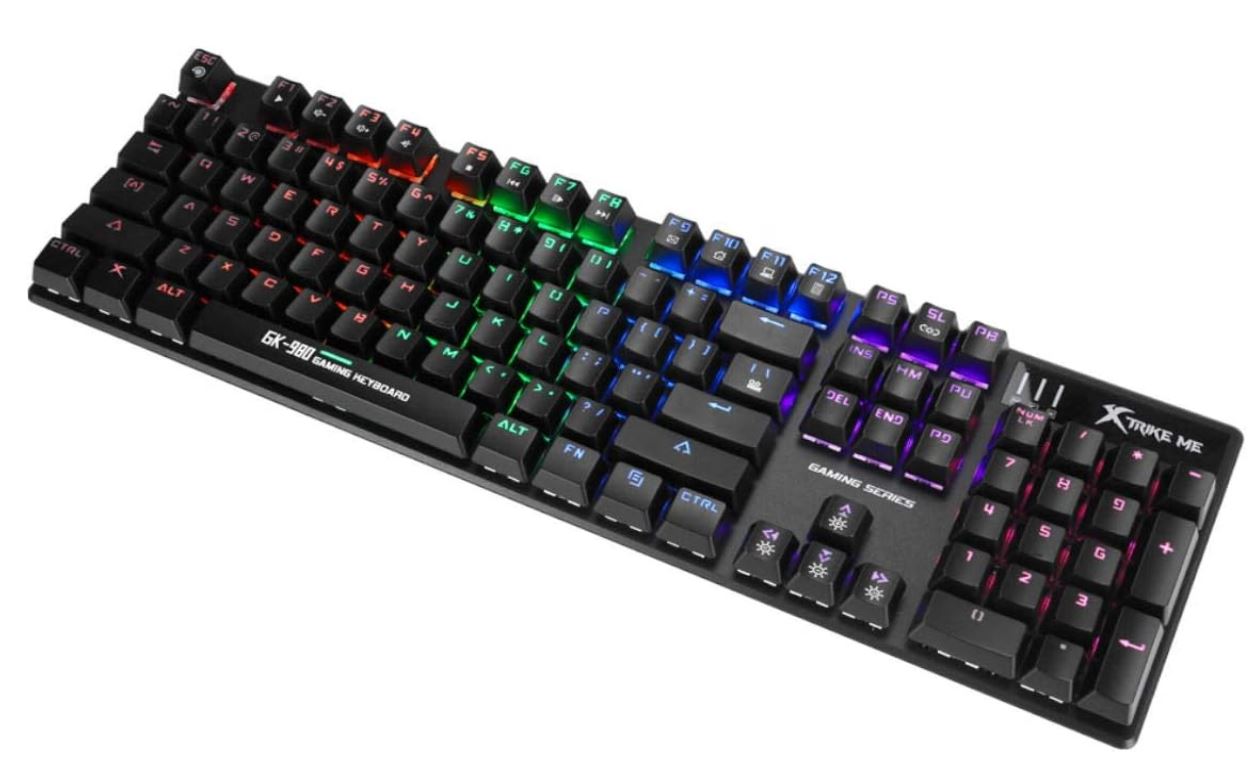Plug & Play Connection USB Wired Cable Xtrike Me GK 980 Multicolor Gaming Mechanical Backlighting Keyboard Compatible PC Desktop Laptops