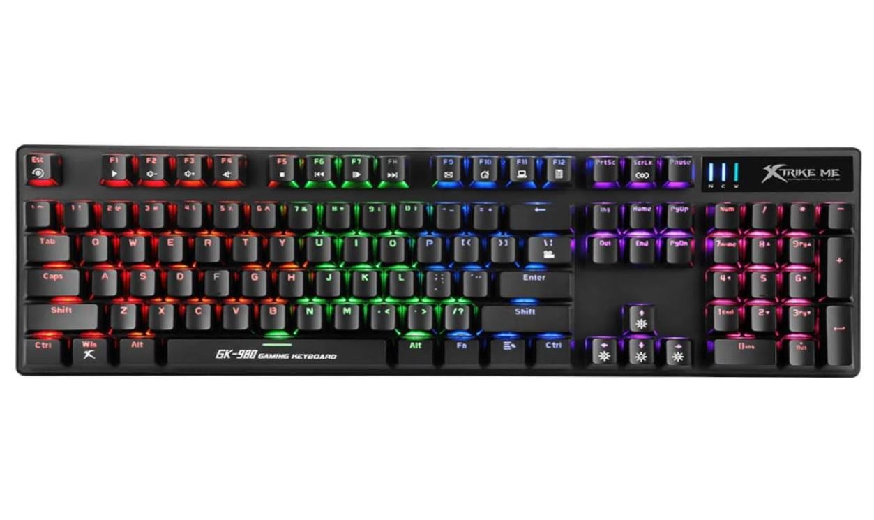 Plug & Play Connection USB Wired Cable Xtrike Me GK 980 Multicolor Gaming Mechanical Backlighting Keyboard Compatible PC Desktop Laptops - Image 2