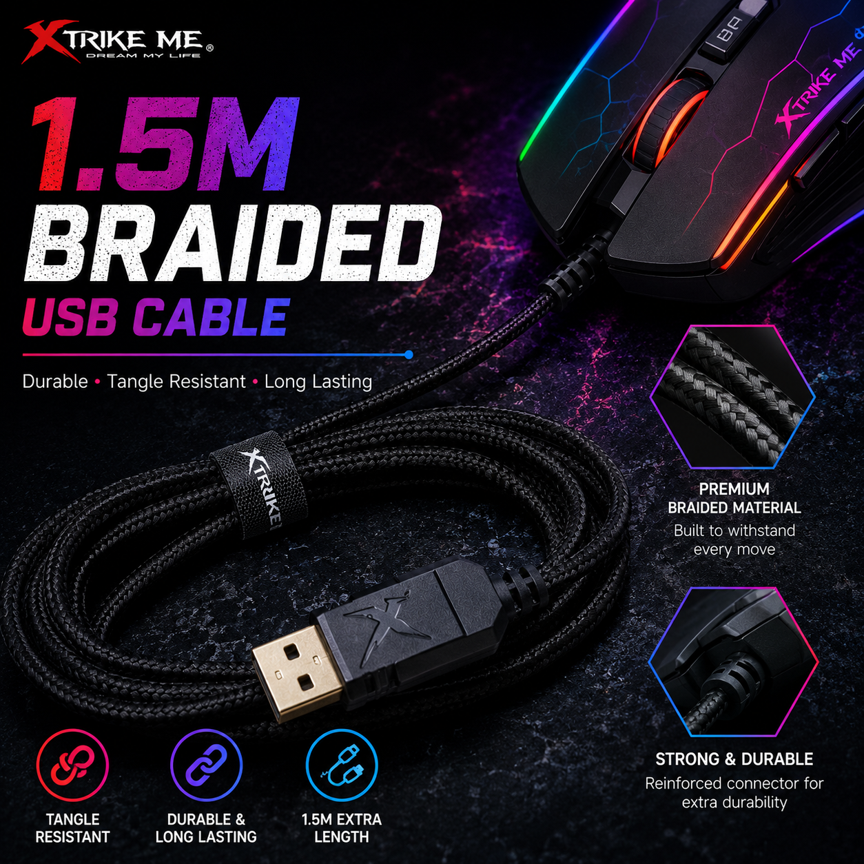 Ergonomic Design & Comfortable RGB Lighting 13 Effects Gaming Mouse Plug & Play With 7 Programmable Buttons Connectivity Wired USB Adjustable DPI Optical Sensor Xtrike Me Gm-316 Compatibility Windows macOS Android - Image 2