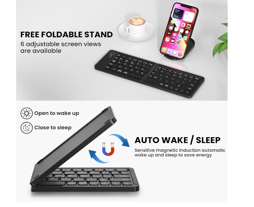 Portable Foldable & Rechargeable Wireless Bluetooth 5.1 Mini Size 11 Inch B023 Keyboard Compatible For Windows Android iOS macOS devices