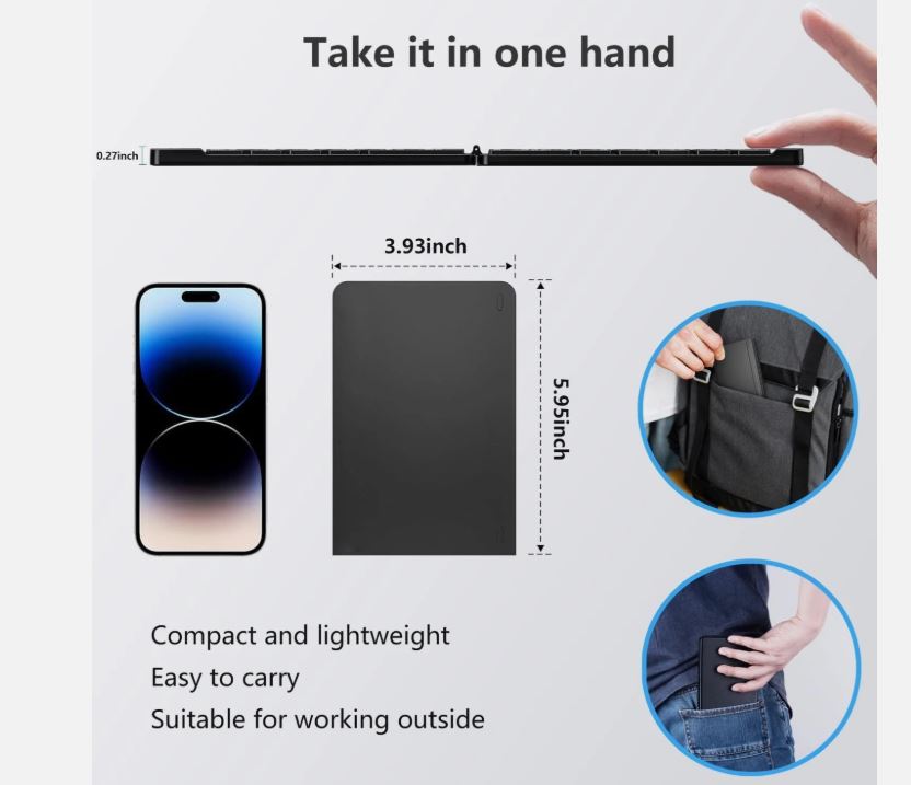 Portable Foldable & Rechargeable Wireless Bluetooth 5.1 Mini Size 11 Inch B023 Keyboard Compatible For Windows Android iOS macOS devices - Image 2