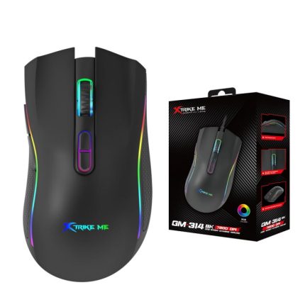 Ergonomic Design &  Comfortable RGB  Lighting Gaming Mouse USB Plug & Play  With 6  Responsive Buttons Connectivity USB Wired   Adjustable DPI cursor control  Xtrike Me GM 314 Bk   Compatibility  Windows macOS Android