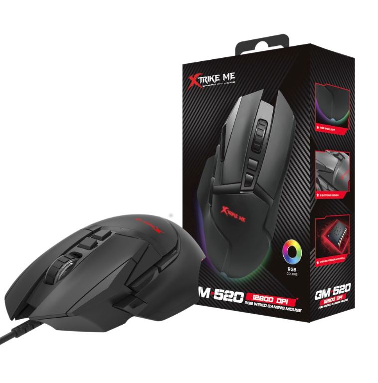 Ergonomic Right-Handed 13 Color RGB Dynamic Mouse Plug & Play With 8 Programmable Buttons Connectivity Wired USB Adjustable DPI Optical Sensor Xtrike Me Gm 520 Compatibility Windows Gaming Desktop Laptops
