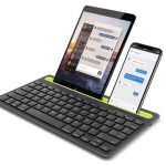 Comfortable and Silent  Design  Dual Channel Connectivity Wireless Bluetooth  Keyboard  With Tablet &  Phone Holder Slot Multi-Device  Windows, macOS, Android, IOS