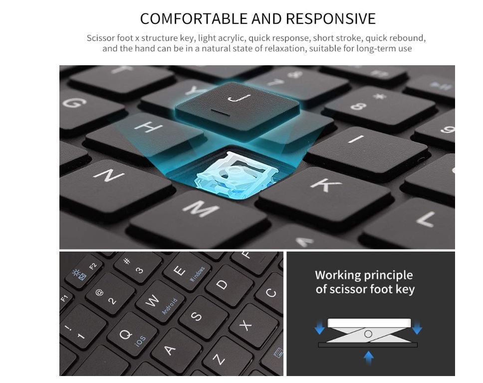 Comfortable and Silent Design Dual Channel Connectivity Wireless Bluetooth Keyboard With Tablet & Phone Holder Slot Multi-Device Windows, macOS, Android, IOS - Image 3