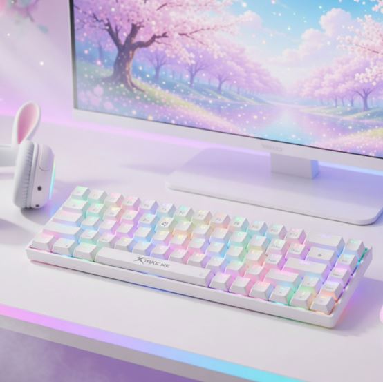 Compact Mechanical Design RGB Customizable Effects Gaming Keyboard Anti-Ghosting XTRIKE ME GK-995W WH Connectivity Bluetooth 5.2, 2.4G Wireless