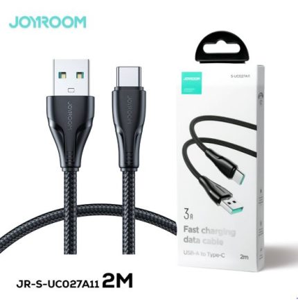 Durable Nylon Braided  Surpass Series    Joyroom S-uc027a11   USB A Male to Type C  Male  3A Fast Charging & Data  Transfer  Cable