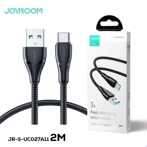 Durable Nylon Braided Surpass Series Joyroom S-uc027a11 USB A Male to Type C Male 3A Fast Charging & Data Transfer Cable