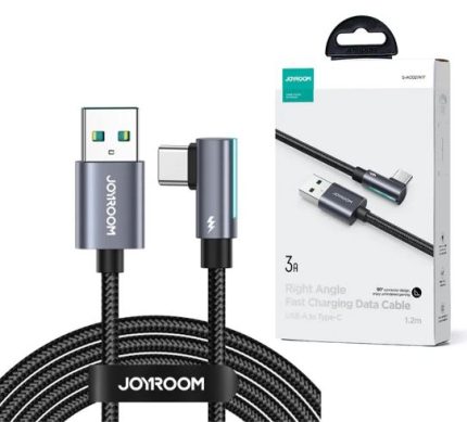 Durable Design 90° Right-Angle SmoothGame Series    Joyroom  S-ac027a17   USB A Male to Type C  Male Fast Charging & Data  Transfer  Cable