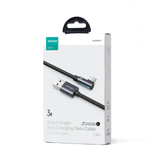 Durable Design 90° Right-Angle SmoothGame Series Joyroom S-ac027a17 USB A Male to Type C Male Fast Charging & Data Transfer Cable - Image 2