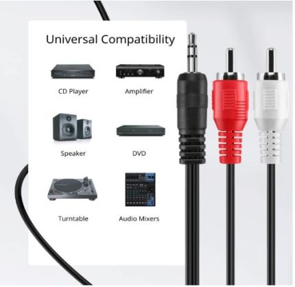 Audio AUX Cable 3.5MM  Male to  Male 2 RCA  AV Video Cable  Compatible For Speaker Amplifier  DVD Player TV