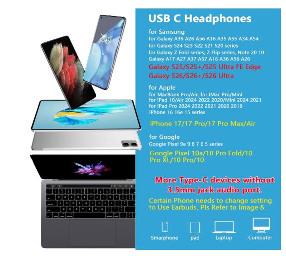 Easy Plug & Play Built-in Microphone Iphone 17 Pro And Max USB Type - C Wired Connection Handsfree - Image 3