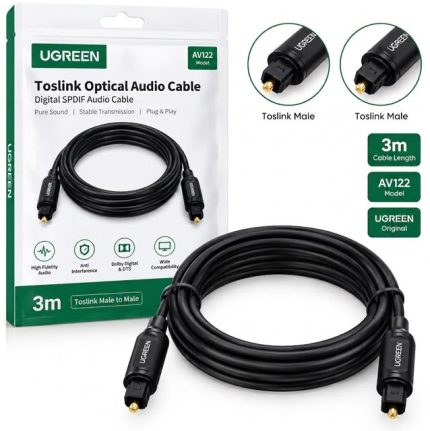 UGREEN Toslink  Gold Plated Connectors  Male to Male Optical  Digital Optic  Audio   Fiber Cable  Model: AV122  Compatible For Home Theater  Sound bar Xbox