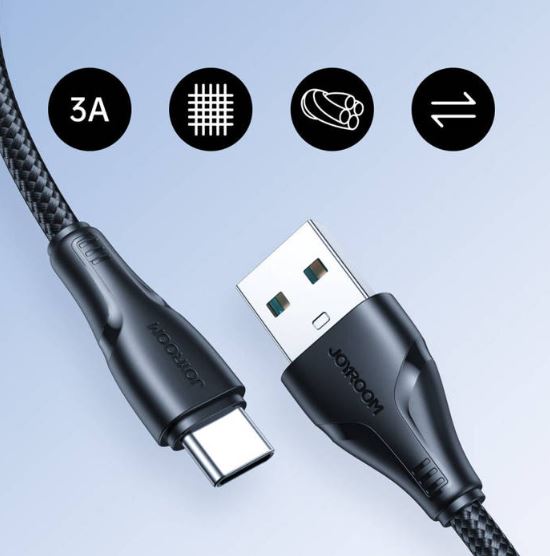 Durable Nylon Design Surpass Series S-a11 Joyroom S-UC027A11 USB A Male to Type C Male Fast Charging & Data Transfer Cable (Copy) - Image 5