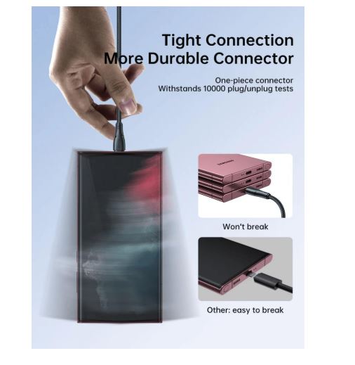 Durable Nylon Design Surpass Series S-a11 Joyroom S-UC027A11 USB A Male to Type C Male Fast Charging & Data Transfer Cable (Copy) - Image 3