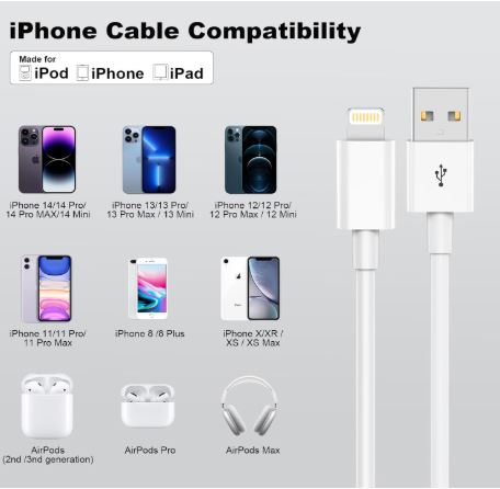 Apple USB A Male to iPhone Lightning BRAND Male Fast Charging & Data Transfer Cable - Image 2