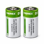 VIEREX Lithium ion D1Rechargeable Battery 1.5V Cells  With  USB Type C  Cable Devices For Flashlights Water Heaters Electronic Devices  Gas Stoves