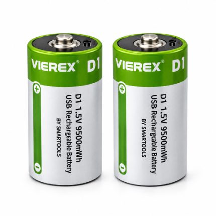 VIEREX Lithium ion D1Rechargeable Battery 1.5V Cells  With  USB Type C  Cable Devices For Flashlights Water Heaters Electronic Devices  Gas Stoves
